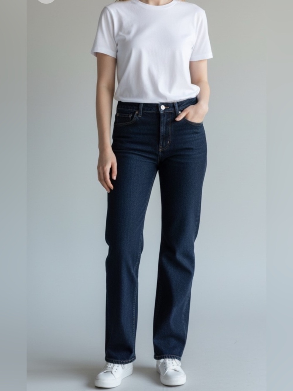 Goldsign women’s indigo blue straight leg jeans size 27 bootcut high rise